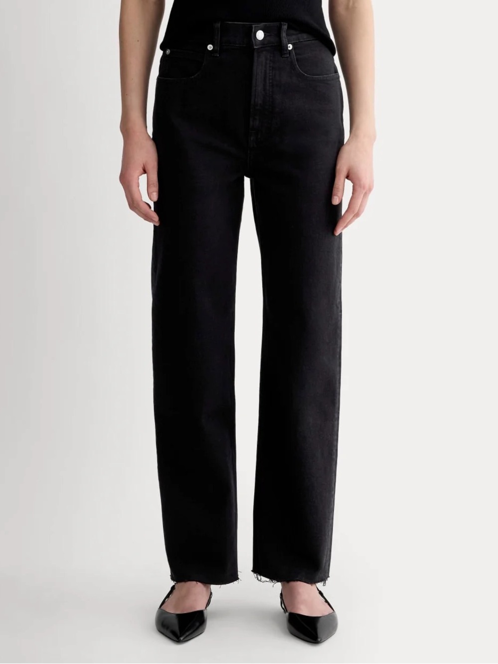 Everlane • The Way High Jean Straight Leg Black Long Inseam